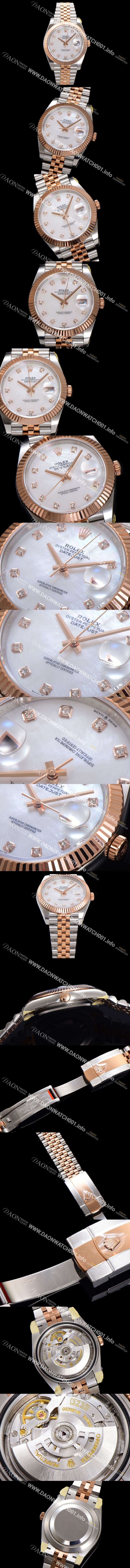 미러급 로렉스 남성용 데이저스트II m126331 18K 로즈골드 41mm 오토매틱 Cal.3235 무브먼트 화이트/자개 다이얼 rol5353 Ⅳ