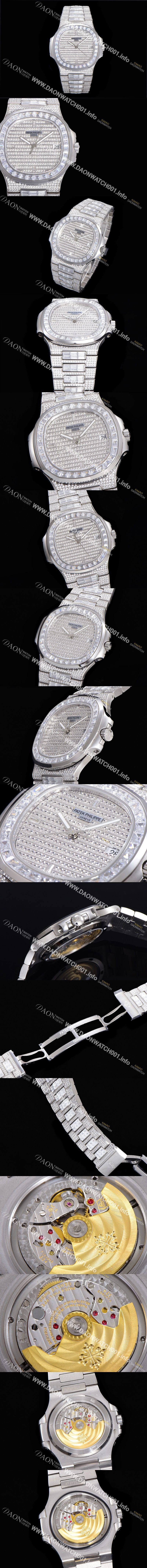 미러급 파텍필립 남성용 노틸러스 5719/10G-010 보석/큐빅 셋팅 오토매틱 Cal.324 S C 타입 40미리 메탈 보석다이얼 PAT74089 Ⅳ