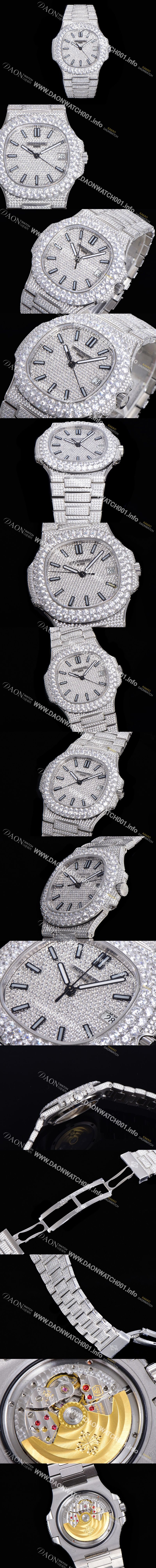 미러급 파텍필립 남성용 노틸러스 7021/1G-001 보석/큐빅 셋팅 오토매틱 Cal.324 S C 타입 40미리 메탈 보석다이얼 PAT72547 Ⅳ