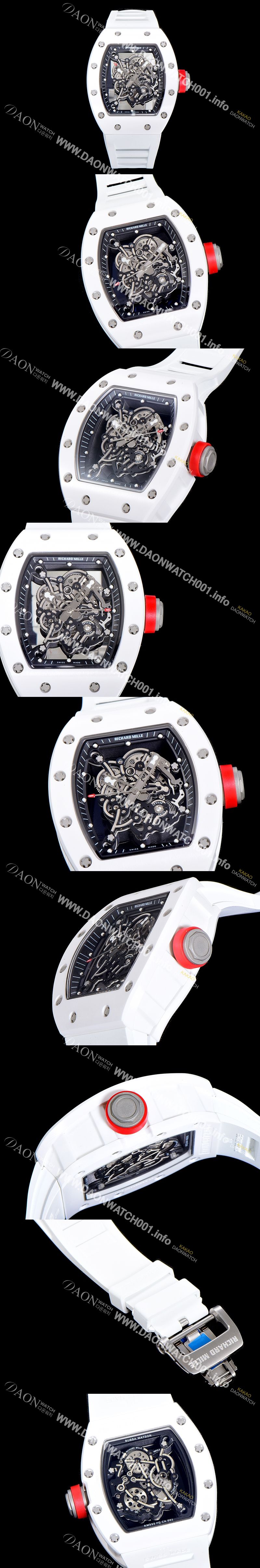 미러급 리차드밀레 남성용 RM055 세라믹 제질 수동형 무브먼트 50미리 러버밴드 스켈레톤 다이얼 RIC04501 Ⅳ