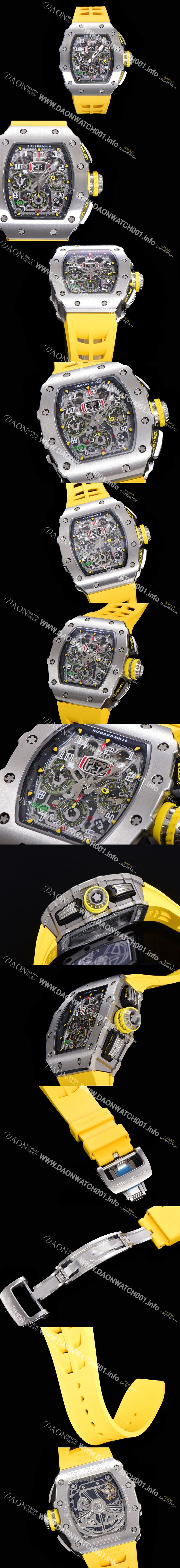 미러급 리차드밀레 남성용 최고급형 RM11-03 플라이백 크로노그래프 50미리 스켈레톤 다이얼 오토매틱 무브먼트 RIC09637 Ⅳ