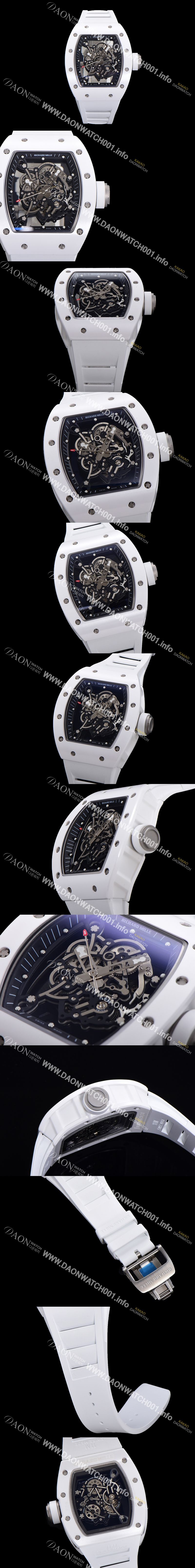 미러급 리차드밀레 남성용 RM055 세라믹 제질 수동형 무브먼트 50미리 러버밴드 스켈레톤 다이얼 RIC00117 Ⅳ