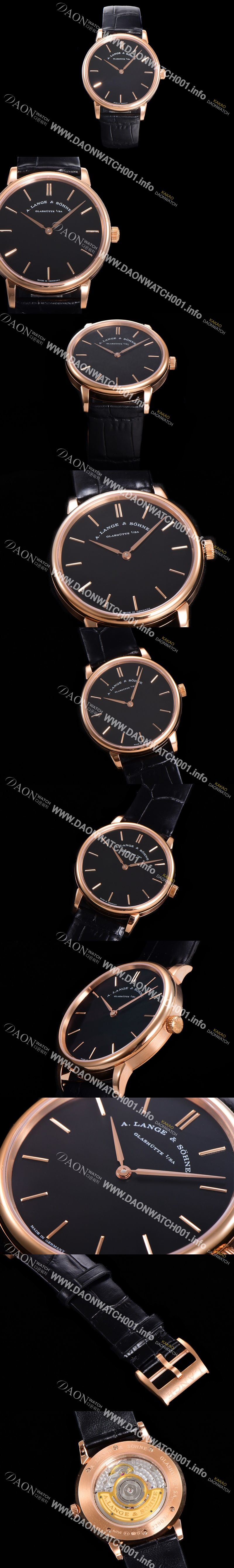 미러급 아랑게운트죄네 남성용 색소니아 씬 211.033 랑게 39미리 18k 로즈골드 블랙 다이얼 오토매틱 무브먼트 LAN40879 Ⅳ
