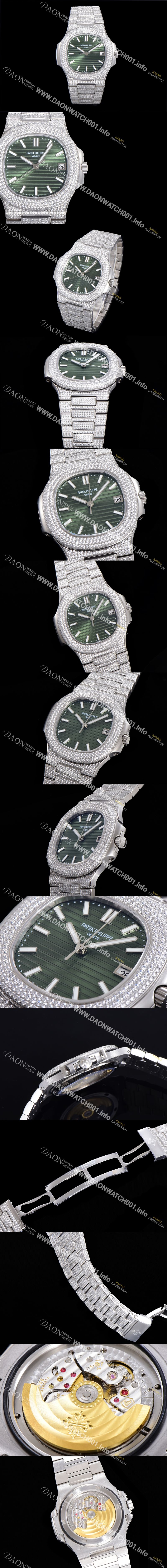 미러급 파텍필립 남성용 노틸러스 5711/1R-010 보석/큐빅 셋팅 오토매틱 Cal.324 S C 타입 40미리 그린다이얼 PAT75704 Ⅳ