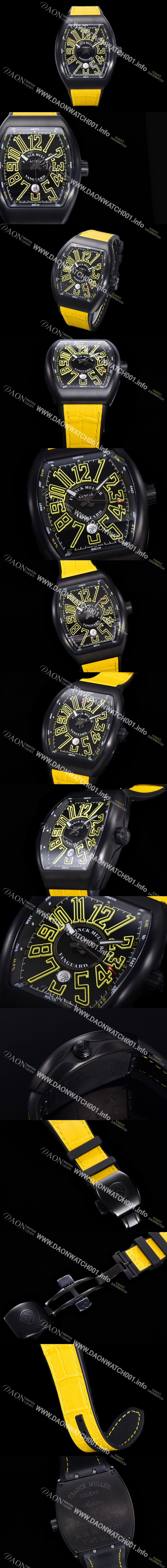 미러급 프랭크뮬러 남성용 V 45 SC DT 뱅가드 2824 므브먼트 오토매틱 44미리 PVD코팅 케이스 러버밴드 블랙다이얼 FRA75493 Ⅳ