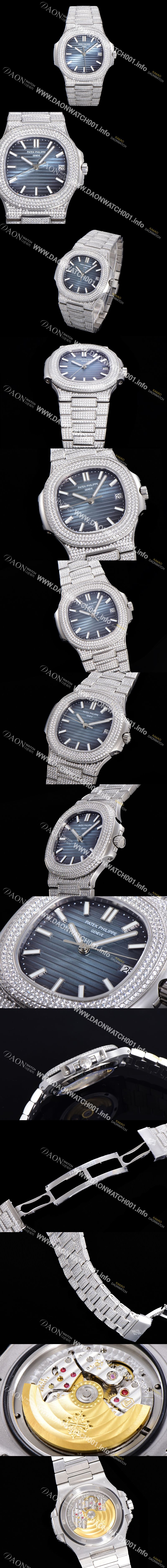 미러급 파텍필립 남성용 노틸러스 5711/1R-010 보석/큐빅 셋팅 오토매틱 Cal.324 S C 타입 40미리 블루다이얼 PAT75710 Ⅳ