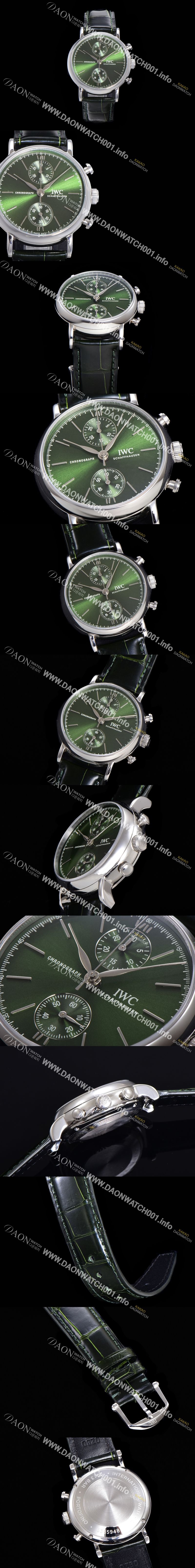 미러급 아이더블유씨 남성용 포르토피노 IW391405 그린 다이얼 39미리 악어가죽 7750 오토매틱 무브먼트 IWC76298 Ⅳ