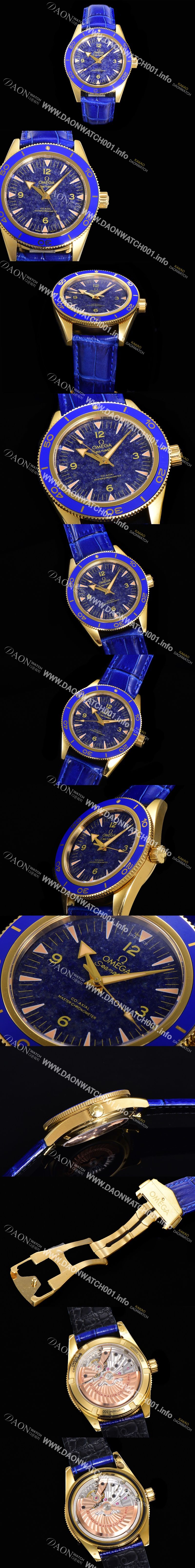 미러급 오메가남성용 2021 씨마스터 300 Co-Axial 크로노미터 234.63.41.21.99.002 옐로우골드 오토매틱 므브먼트 41mm 블루다이얼 OMG12806 Ⅳ