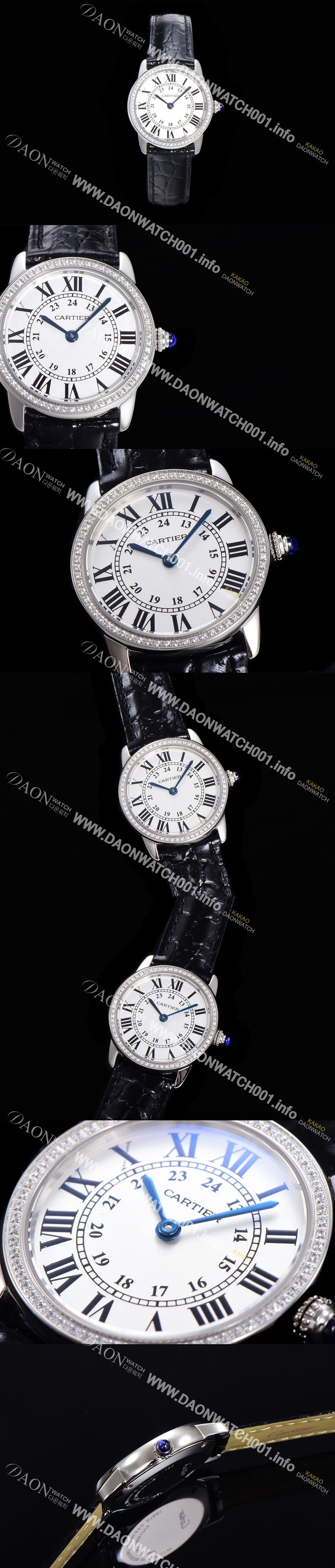 미러급 까르띠에 여성용 롱드 더 솔로 WR000251  쿼츠 므브먼트 29미리 큐빅베젤 악어가죽줄 화이트다이얼 CAR11542 Ⅳ