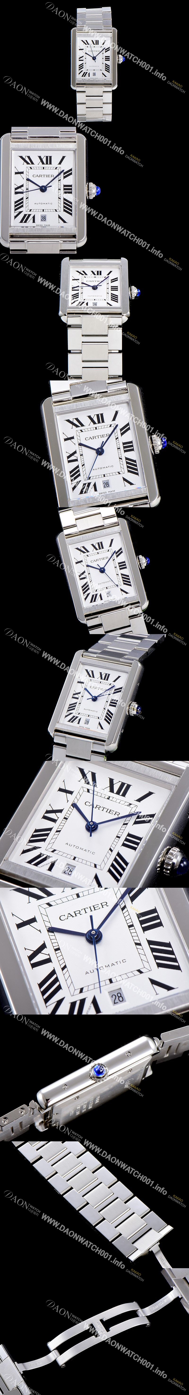 미러급 까르띠에 남성용 탱크 솔로 W5200028 로마 인덱스 40mm 화이트 다이얼 오토매틱 스틸 CAR09969 Ⅳ