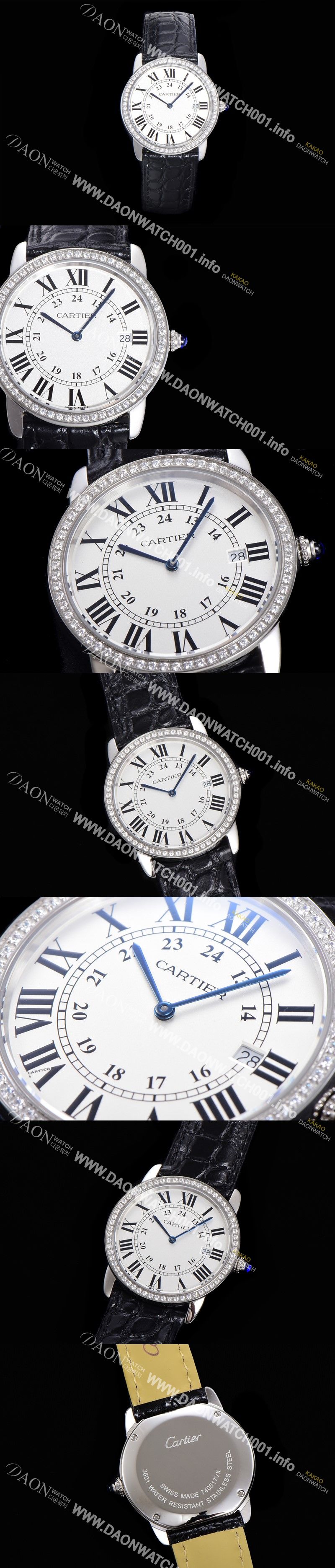 미러급 까르띠에 남여공용 롱드 더 솔로 WR000551  쿼츠 므브먼트 36미리 큐빅베젤 악어가죽줄 화이트다이얼 CAR11556 Ⅳ