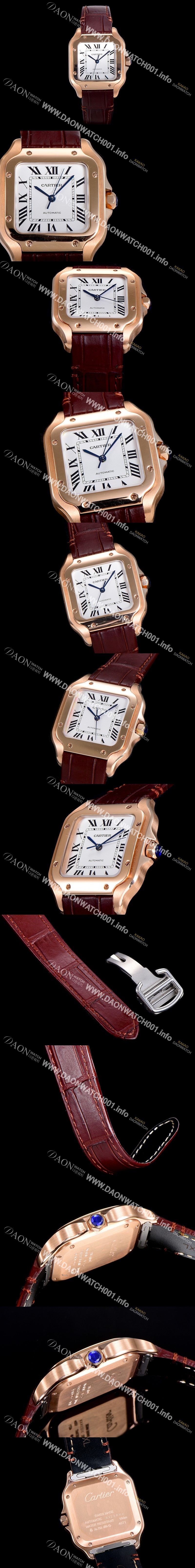 미러급 까르띠에 남성용 산토스 더 까르띠에 WGSA0028 오토매틱 ETA2892-2 금장시계 18K로즈골드 35.1미리 화이트다이얼 CAR13980 Ⅳ