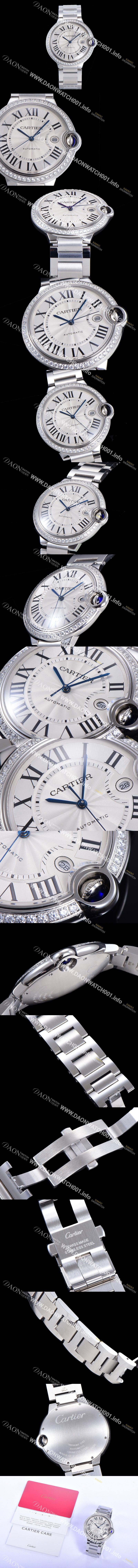 미러급 까르띠에 남성용 발롱블루 WE9009Z3 42mm 다이아몬드 베젤 ETA2824-2 오토매틱 무브먼트 CAR11193 Ⅳ