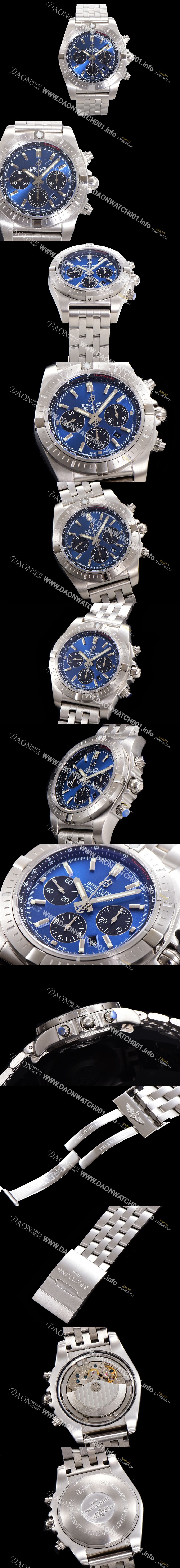 미러급 브라이틀링 남성용 크로노맷 오토매틱 크로노그래프 ETA7750-2타입 44mm 매탈줄 블루다이얼 bre1192 Ⅳ