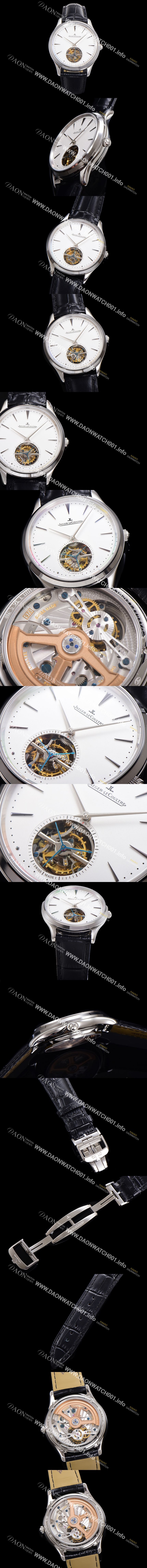 미러급 예거 르꿀르뜨 남성용 마스터 울트라 씬 투어빌론 43mm 가죽줄 화이트다이얼 jag3991 Ⅳ