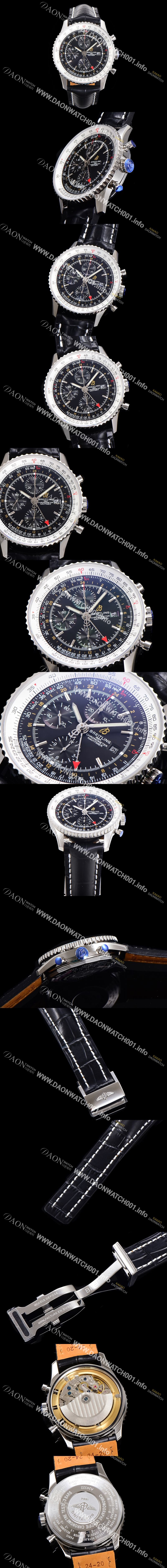 미러급 브라이틀링 남성용 네비타이머 크로노그래프 ETA7750-2 타입 오토매틱 46mm 가죽줄 블랙다이얼 bre2919 Ⅳ