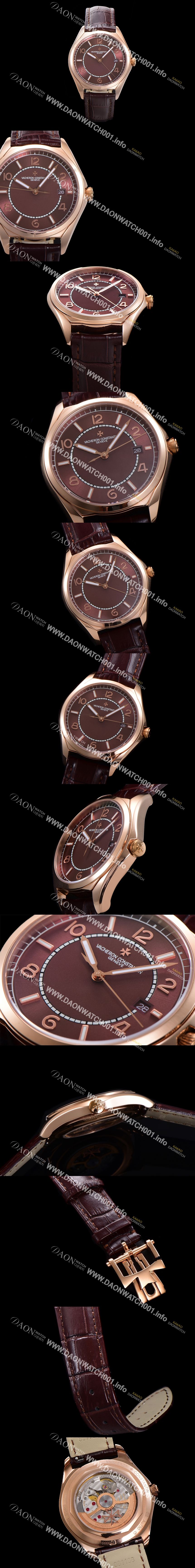 미러급 바쉐론 콘스탄틴 남성용 피프티식스 Ref.4600E 오토매틱 1326 타입  40mm 가죽줄 18K 로즈골드 브라운 다이얼  vac1511 Ⅳ