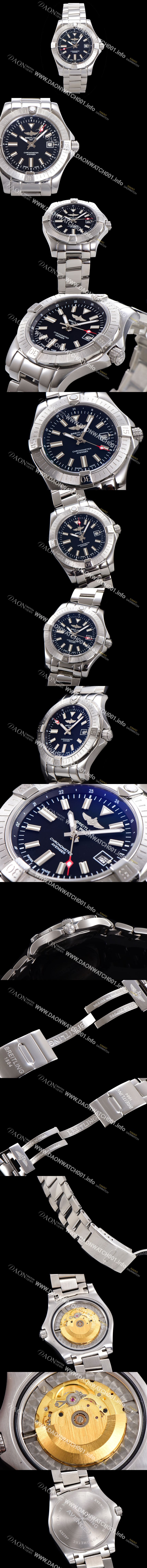 미러급 브라이틀링 남성용 어벤져 오토매틱 아시안 2836-2 타입 43mm 스틸 메탈시계 블랙다이얼 bre1213 Ⅳ