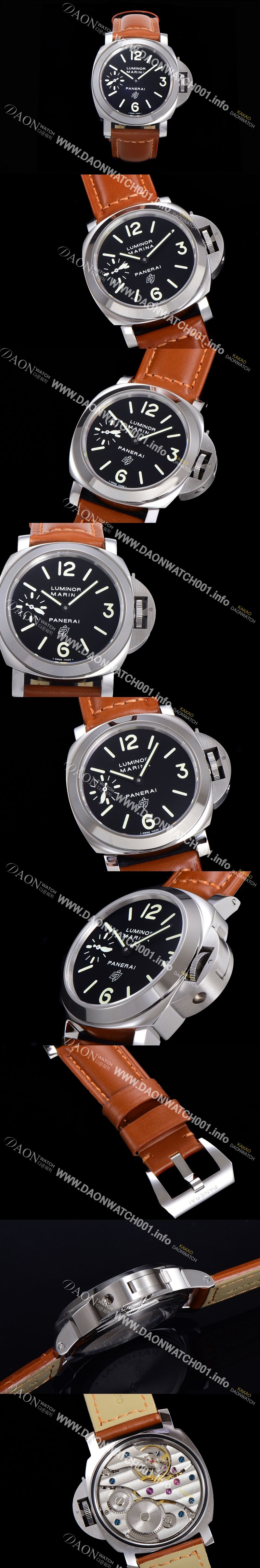 미러급 파네라이 남성용 루미노르 PAM00634 오토매틱 6497-2 타입 44mm  로고 블랙다이얼 소가죽 스트랩 pan5193 Ⅳ