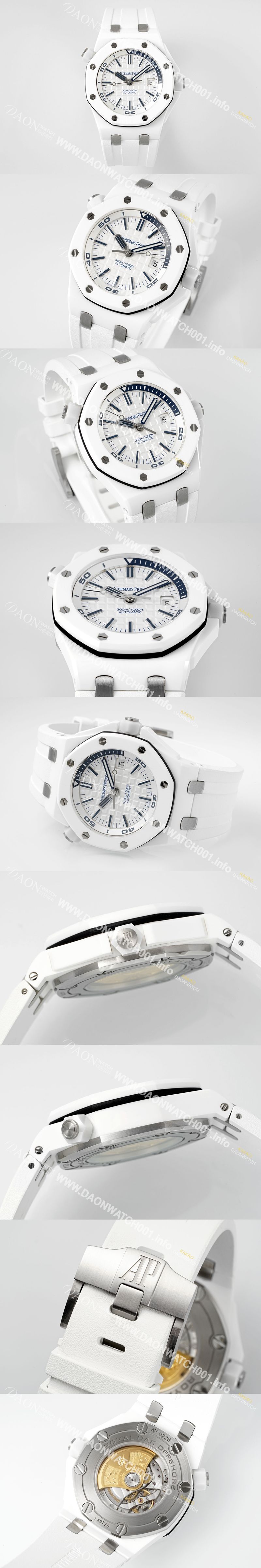 미러급 오데마피게 남성용 로얄오크 오프쇼어 15707CB.OO.A010CA.01 오토매틱 Cal.3120 타입 화이트 세라믹소재  42mm 우레탄줄 민트 화이트다이얼 aud5219 Ⅳ