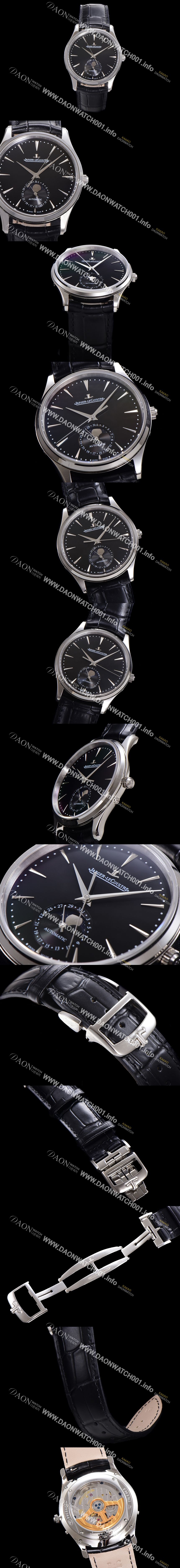 미러급 예거 르꿀르뜨 남성용 마스터 울트라 씬 문페이즈 오토매틱 925타입 39mm 가죽줄 블랙다이얼 jag1129 Ⅳ