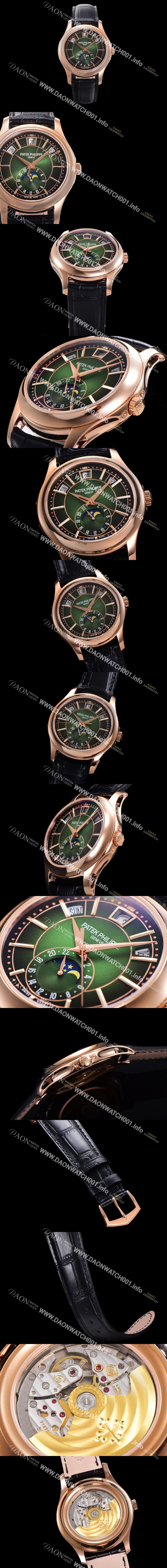 미러급 파텍필립 남성용 컴플리케이션 5205R-011 오토매틱 Cal.324 S C 문페이즈  40mm  가죽줄 그린다이얼 pat5121 Ⅳ