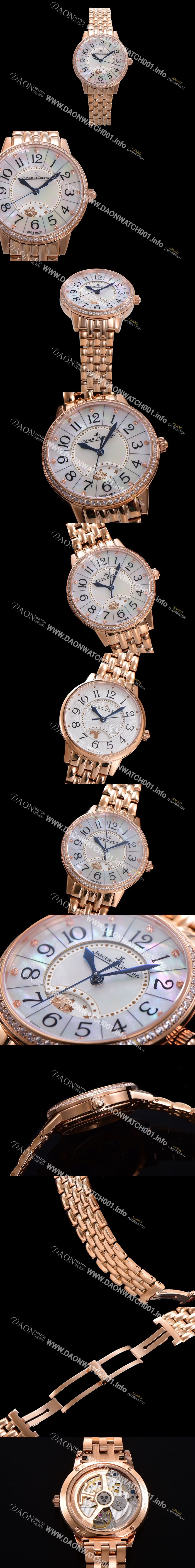 미러급 예거 르꿀르뜨 여성용 랑데뷰 나잇&데이 문페이즈 오토매틱 898A 타입 무브 34mm 보석 배젤 금장 자게 화이트다이얼 jag2121 Ⅳ