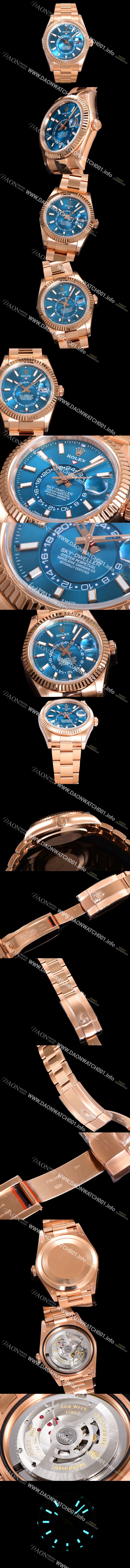 미러급  로렉스 남성용 스카이더웰러 오이스터 퍼페츄얼 오토매틱 Cal.9001타입 42미리 18K 로즈골드 블루 다이얼 rol5296 Ⅳ