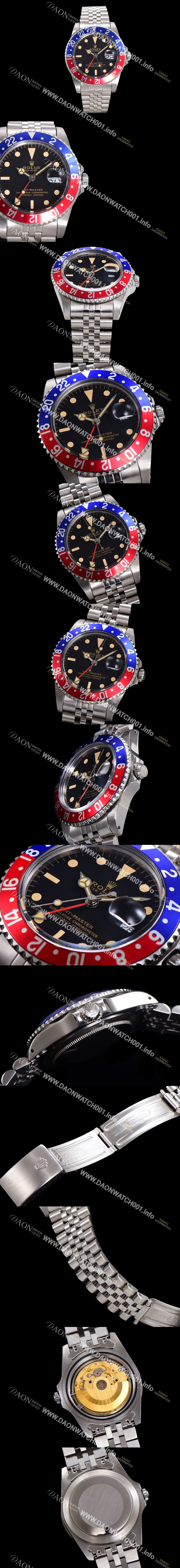 미러급 로렉스 남성용 지엠티-마스터 클래식 모델 Ref.16700 오토매틱 E2836-2 타입 40mm 메탈줄 블랙다이얼 rol1295 Ⅳ