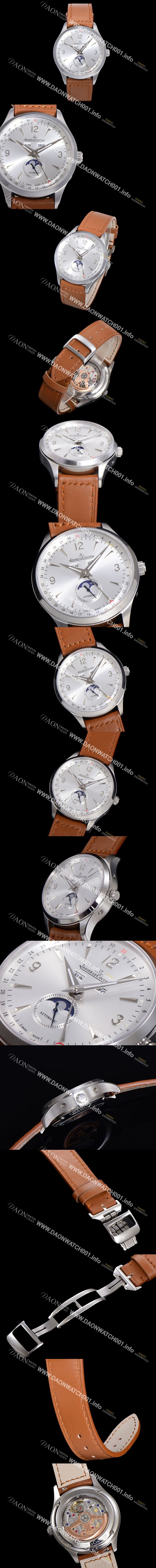 미러급 예거르꿀뜨르 남성용 마스터 캘린더 문페이즈 오토매틱 866  39mm 가죽줄 실버다이얼 jag1235 Ⅳ