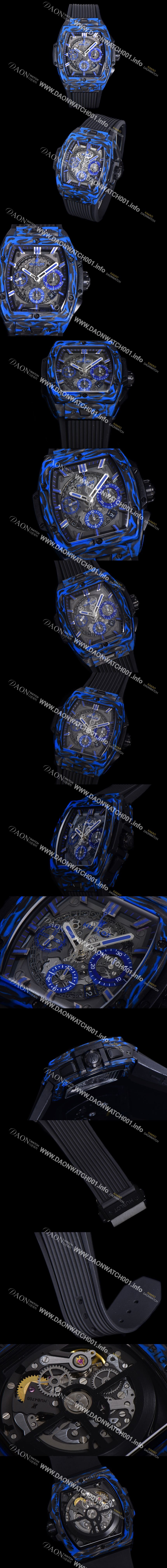 미러급 휴블렛 남성용 스피릿 빅뱅 마스터피스 카본제질  크로노그래프 Hub4700타입 45mm 러버우레탄줄 스켈래톤다이얼 hub1954 Ⅳ