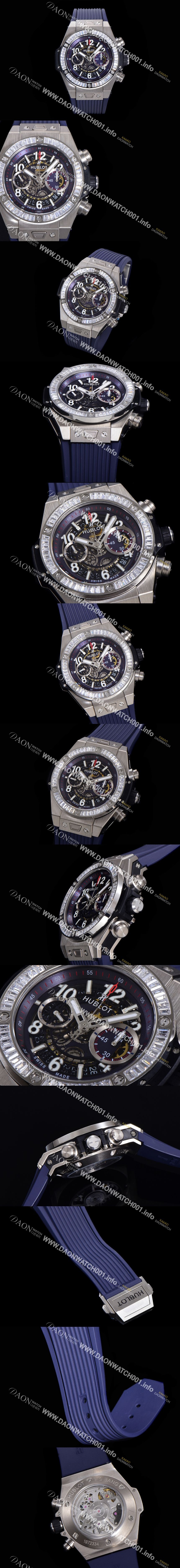 미러급 휴블렛 남성용 빅뱅 유니코 티타늄 45mm 오토매틱 HUB1280 타입 다이아몬드 베젤 러버줄 스켈래톤 다이얼  hub1539 Ⅳ