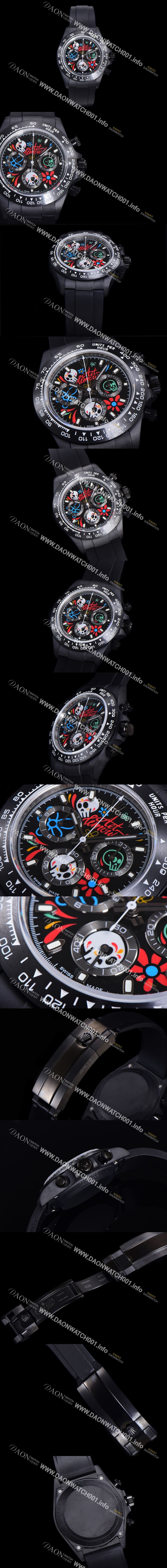 미러급 로렉스 남성용 세라믹 데이토나 크로노그래프 오토매틱 A7750-2 타입 40mm 세라믹재질 세라믹밴드 블랙다이얼  rol1223 Ⅳ