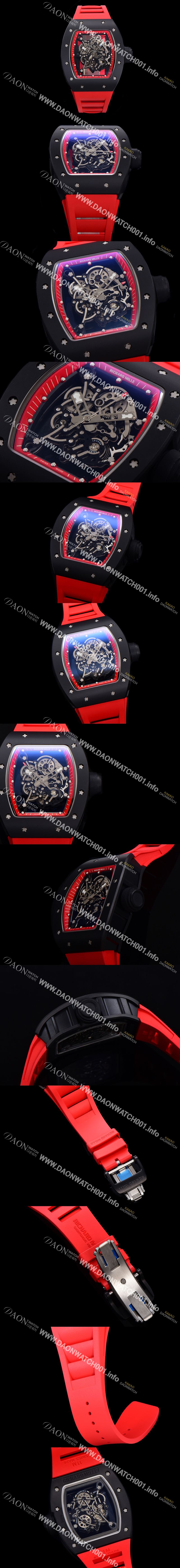 미러급 리차드밀레 남성용 RM055 블랙 PVD코딩 스켈레톤 다이얼 러버 스트랩 기계식 수동형 무브먼트 RIC07178 Ⅳ