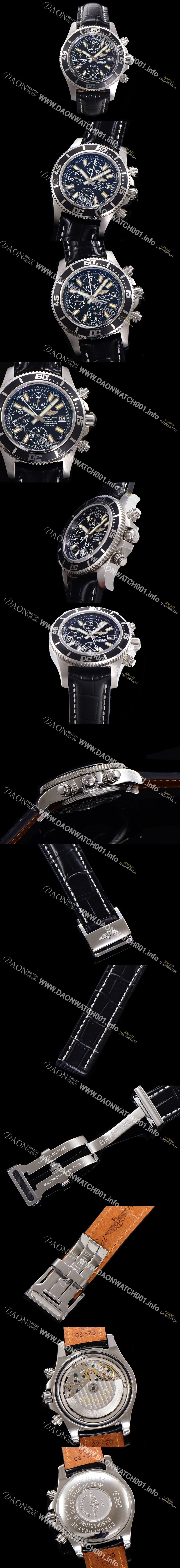 미러급 브라이틀링 남성용 에어로마린 슈퍼오션 어비스 크로노그래프 오토매틱 Eta7750-2 타입 44mm 가죽줄 블랙다이얼 bre8680 Ⅳ