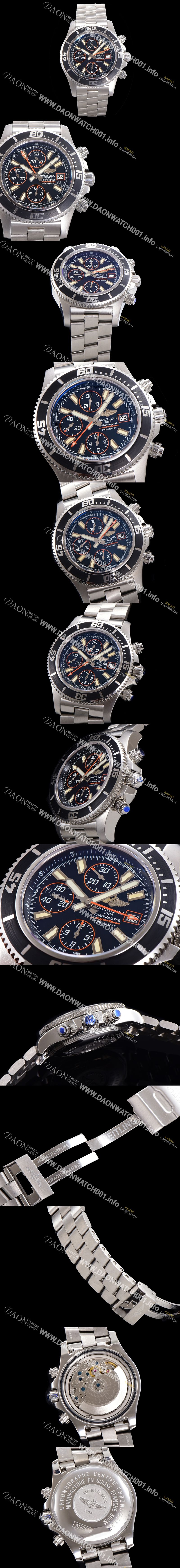 미러급 브라이틀링 남성용 에어로마린 슈퍼오션 어비스 크로노그래프 오토매틱 Eta7750-2 타입 44mm 메탈시계 블랙다이얼 bre4982 Ⅳ