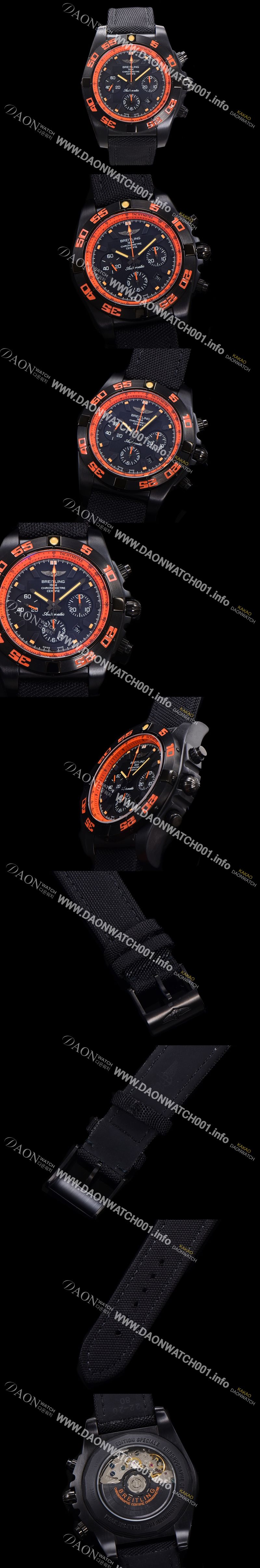 미러급 브라이틀링 남성용 크로노맷 DLC 블랙스틸 오토매틱 ETA 7750-2 타입 44mm 나토천/가죽믹스 블랙다이얼  bre6064 Ⅳ