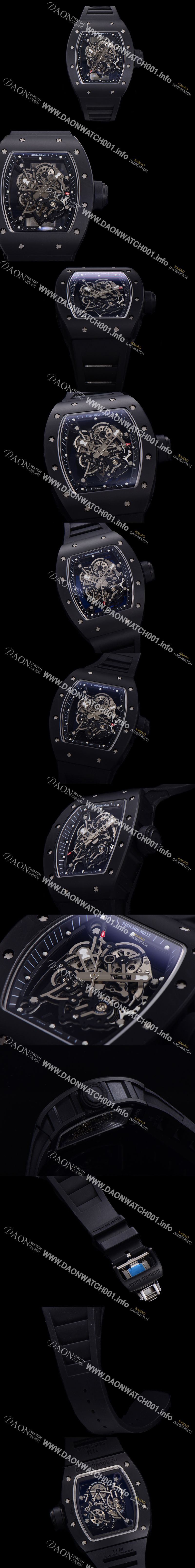 미러급 리차드밀레 남성용 RM055 블랙 PVD코딩 스켈레톤 다이얼 러버 스트랩 기계식 수동형 무브먼트 RIC07173 Ⅳ