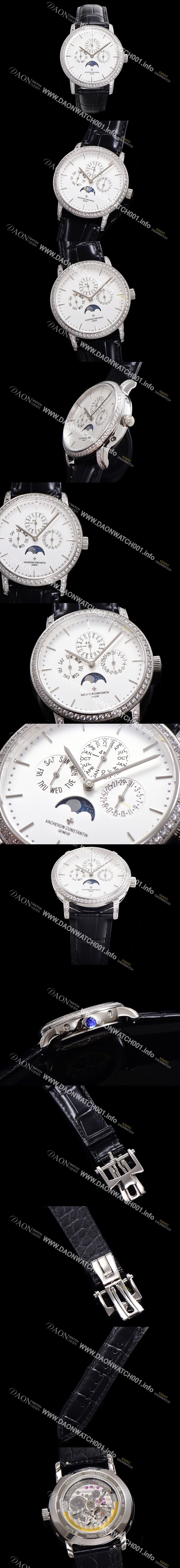미러급 바쉐런콘스탄틴 남성용 패트리모니 다이아셋팅 논페이즈 오토매틱 1120타입 41mm 가죽줄 화이트다이얼 vac0668 Ⅳ