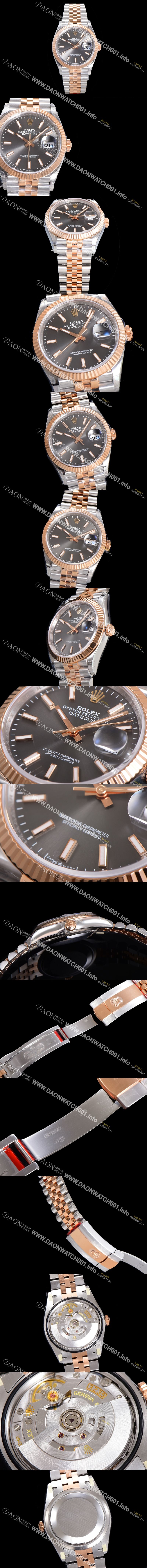 미러급 로렉스 남성용 904L스틸!! 2023신형 데이져스트 36mm II m126231 !! 로즈골드 그레이 다이얼 브레이슬릿 신형 Cal.3235 오토매틱 무브먼트 ROL19323 Ⅳ