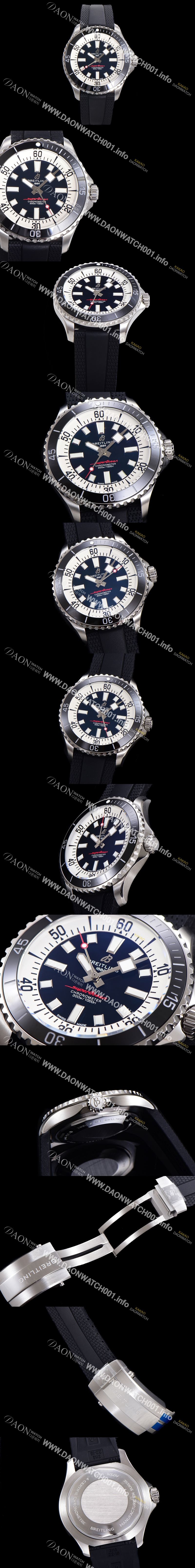 미러급 브라이틀링 뉴 다이버워치 남성용 슈퍼오션 44mm 오토매틱 ETA2824-2 타입 크로노미터 우레탄줄 세라믹베젤 블루다이얼  bre74824 Ⅳ
