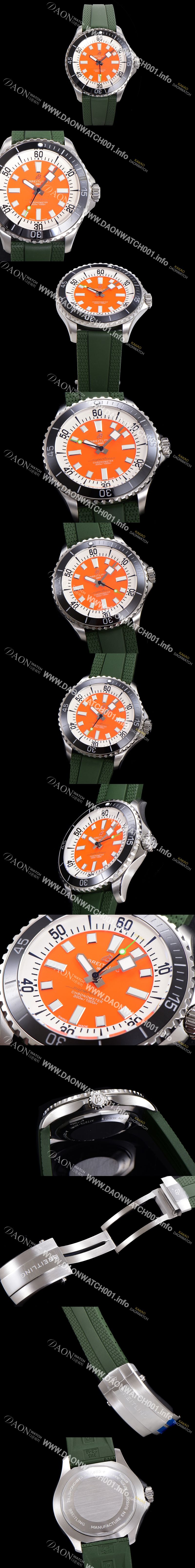 미러급 브라이틀링 뉴 다이버워치 남성용 슈퍼오션 44mm 오토매틱 ETA2824-2 타입 크로노미터 우레탄줄 세라믹베젤 래드다이얼 bre82904 Ⅳ