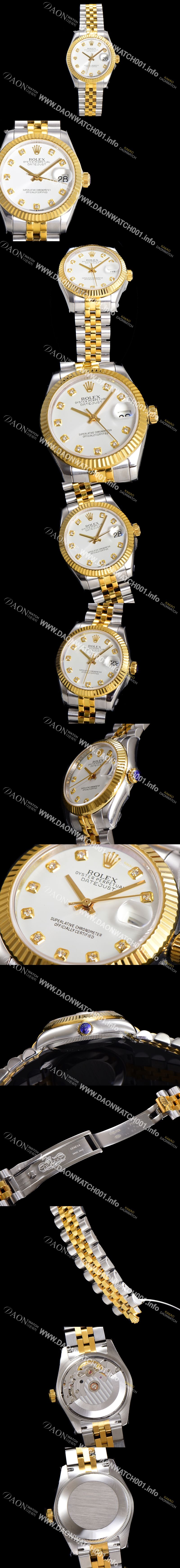 미러급 로렉스 여성용 데이져스트 오이스터 31mm 레이디 오토매틱  18K 옐루골드 투톤콤비 5열 브레이슬릿 메탈줄 화이트다이얼 rol59024 Ⅳ
