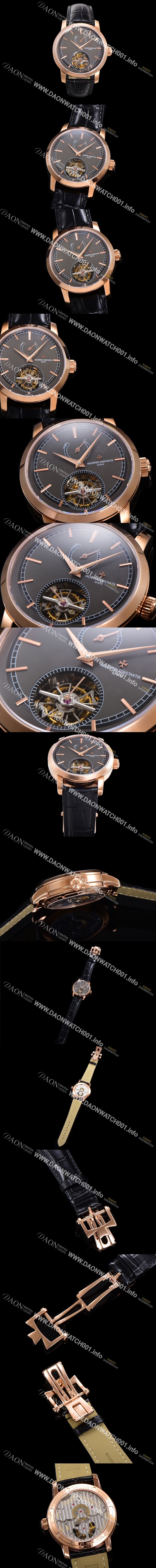 미러급 바쉐런콘스탄틴 남성용 트레디셔널 투어빌론 자동형  18K 로즈골드 42mm 가죽줄 그레이다이얼 vac14085 Ⅳ