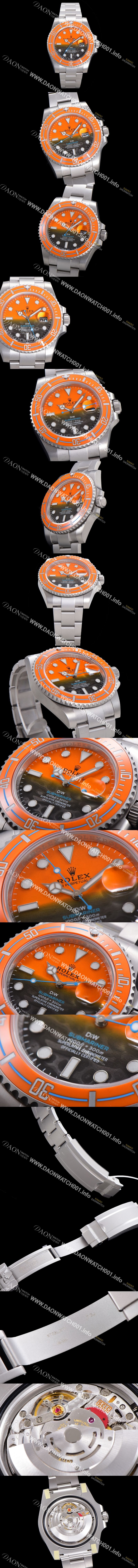 미러급 로렉스 남성용 신형 케이스 업그레이드 러스털러스 스틸 재질 ! 40mm서브마리너 오토매틱 Cal.3135 오렌지 블랙 콜라보 다이얼 rol49207 Ⅳ