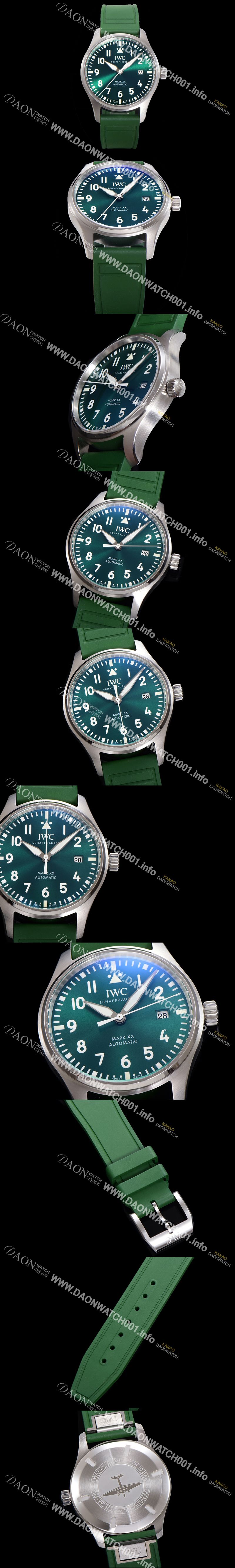 미러급 아이더블유씨 남성용 파일럿 마크18 IW328205 오토매틱 40mm 러버밴드 그린 다이얼 iwc9203 Ⅳ