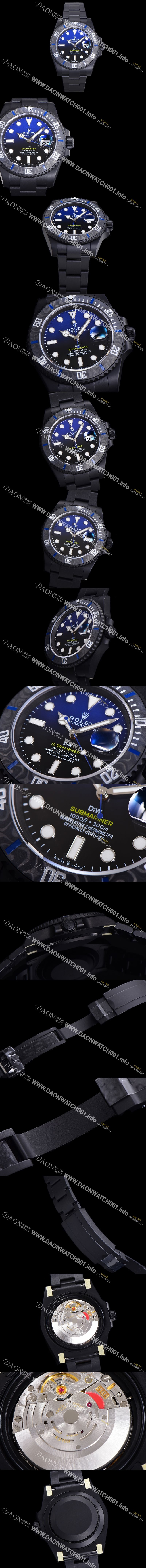 미러급 로렉스 남성용 904L스틸!! 서브마리너 40mm 카본베젤 오토매틱 Cal.3135 블루 블랙 콜라보 다이얼 rol49208 Ⅳ