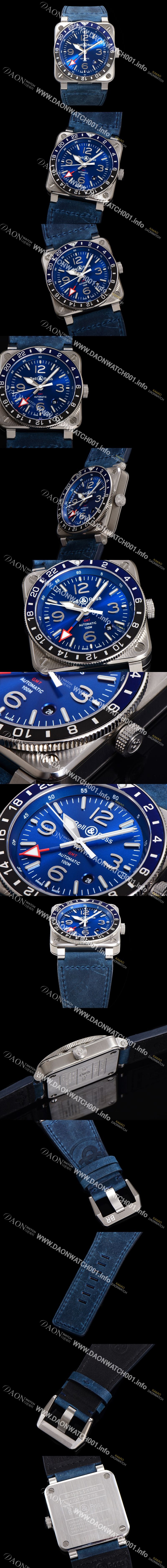 미러급 벨엔로즈 남성용 BR0393 다이버 스틸 오토매틱 ETA2836-2 타입 42mm 가죽줄 블루 다이얼 bel84498 Ⅳ