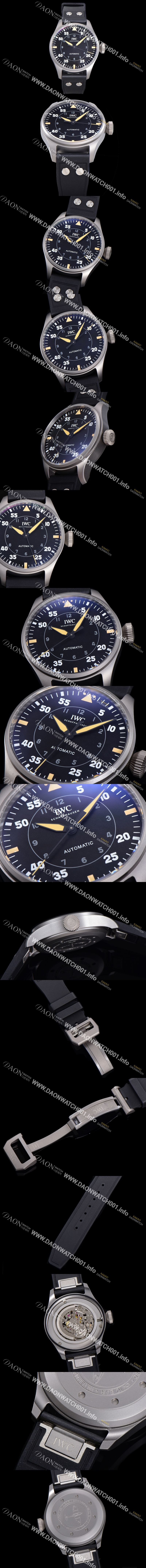 미러급 아이더블유씨 남성용 빅 파일럿 워치 IW329701 티타늄 43mm 오토매틱 9015 타입 러버스트랩 블랙다이얼 iwc39267 Ⅳ