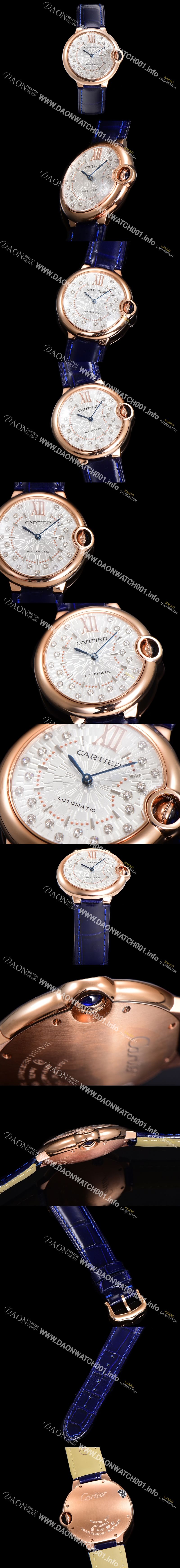 미러급 까르띠에 남성용 신상 발롱블루 WGBB0053 악어가죽 밴드 화이트 다이얼 36mm 오토매틱 무브먼트 CAR0145 Ⅳ